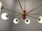 Lámpara de araña Sputnik de 6 luces de vidrio opalino, años 60, Imagen 6