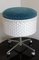 Tabouret de Couture Roulant en Tissu Bleu, Tresse en Plastique Blanc et Chrome, 1970s 1