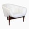 Model 2637 Mimi Armchair with Horseshoe-Shaped Seat, White Leather Upholstery & Walnut Base by Global Views, 2000s, Image 1