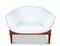 Model 2637 Mimi Armchair with Horseshoe-Shaped Seat, White Leather Upholstery & Walnut Base by Global Views, 2000s 2