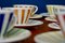 Tazze da tè a righe multicolori con piattini, set di 20, Immagine 4