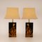 Chinoiserie Pagoda Table Lamps in Gold and Black Lacquer by Jean Claude Mahey, 1970s, Set of 2 7