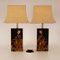 Chinoiserie Pagoda Table Lamps in Gold and Black Lacquer by Jean Claude Mahey, 1970s, Set of 2 3