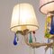 5-Light Chandelier with Multicolored Lampshades, Ivory Structure & Colored Murano Glass Pendants 7