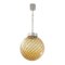 Large Amber Murano Glass Sphere Pendant Lamp with Intertwining Decoration, Italy, 1980s 2