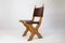 Brutalist Dining Chairs in Oak and Leather by Bram Sprij, Set of 4 1