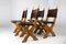 Brutalist Dining Chairs in Oak and Leather by Bram Sprij, Set of 4, Image 2