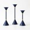 Postmodern Blue Candleholders, 1980s, Set of 3 1