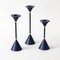 Bougeoirs Postmodernes Bleus, 1980s, Set de 3 2