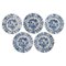 Assiettes à Lunch Meissen Bleues en Porcelaine Peintes à la Main, 1890s, Set de 5 1