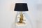 Gilt Metal and Travertine Wild Duck Table Lamp, 1970s 5
