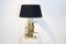 Gilt Metal and Travertine Wild Duck Table Lamp, 1970s 1