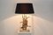 Gilt Metal and Travertine Wild Duck Table Lamp, 1970s 10