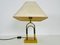 Mid-Century Messing Tischlampe mit Stoffschirm, 1960er 7