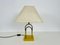 Mid-Century Messing Tischlampe mit Stoffschirm, 1960er 2