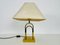 Mid-Century Messing Tischlampe mit Stoffschirm, 1960er 3