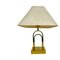 Mid-Century Messing Tischlampe mit Stoffschirm, 1960er 1