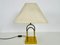 Mid-Century Messing Tischlampe mit Stoffschirm, 1960er 4