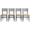 Black Dining Chairs with Woven Seagrass Seats attributed to Gessef, Italy, 1960s, Set of 4 1