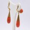 18 Karat Yellow Gold Earrings with Red Coral, 1950s, Set of 2 3