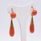 18 Karat Yellow Gold Earrings with Red Coral, 1950s, Set of 2 2