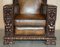 Club Armchairs with Gothic Carved Panels, 1900s, Set of 4 6