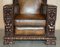 Club Armchairs with Gothic Carved Panels, 1900s, Set of 4, Image 6