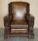 Club Armchairs with Gothic Carved Panels, 1900s, Set of 4 4
