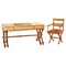 Anglo Indian Military Campaign Trestle Desk & Armchair in Hardwood & Brass, Set of 2 1