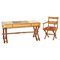 Anglo Indian Military Campaign Trestle Desk & Armchair in Hardwood & Brass, Set of 2, Image 1