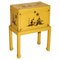 Japanned Yellow Oriental Side Chest on Stand Hand Painted & Lacquered, 1920s 1
