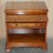 Vintage Burr Yew Wood Bedside Table with Drawers with Butlers Serving Tray, Image 20