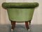 Fauteuil Chesterfield Regency en Noyer avec Cadre Vert, 1820s 10