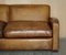 Art Deco Hand Dyed Brown Leather Three Seat Sofa with Feather Filled Seat in the style of Odeon, Image 8