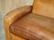 Art Deco Hand Dyed Brown Leather Three Seat Sofa with Feather Filled Seat in the style of Odeon, Image 7