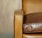Sofá de tres plazas Art Déco de cuero marrón teñido a mano con asiento relleno de plumas al estilo de Odeon, Imagen 5