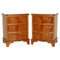 Bow Fronted Burr Yew Wood Chest of Drawers, Set of 2 1