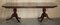 Flamed Mahogany & Walnut Based Tripod Extending Dining Table with Brass Castors, Image 3