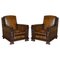 Club Armchairs with Gothic Carved Panels, 1900s, Set of 2 1