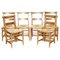 Dutch Ladder Back Oak Rush Seat Dining Chairs, 1860s, Set of 6 1