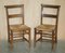 Dutch Ladder Back Oak Rush Seat Dining Chairs, 1860s, Set of 6 2