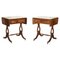 Flamed Hardwood Extending Side Tables with Lion Paw Castors, Set of 2 1