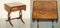 Flamed Hardwood Extending Side Tables with Lion Paw Castors, Set of 2, Image 2