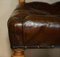 Antique Regency Brown Leather & Oak Chesterfield Desk Chair, 1820s, Image 7