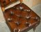 Antique Regency Brown Leather & Oak Chesterfield Desk Chair, 1820s, Image 13