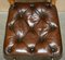 Chaise de Bureau Chesterfield Regency Antique en Cuir Marron et Chêne, 1820s 11