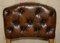 Chaise de Bureau Chesterfield Regency Antique en Cuir Marron et Chêne, 1820s 3