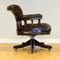 Cigar Brown Leather & Oak Chesterfield Captains Armchair 4