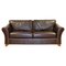 Brown Leather Two Seater Sofa on Wooden Feet from Marks & Spencer Abbey 1