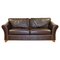 Sofá de dos plazas de cuero marrón con patas de madera de Marks & Spencer Abbey, Imagen 1